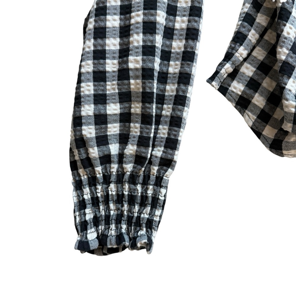 ZARA Women's Black & White Gingham Check Tie Front Key Hole Crop Top M Festival - Picture 6 of 11